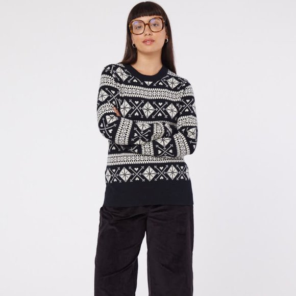 Joanie Enni Fair Isle Knit Jumper in Black US size Medium NWT - Picture 3 of 9